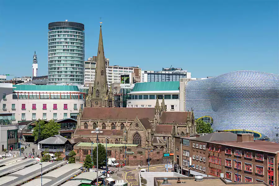 Birmingham city skyline of the Bullring centre